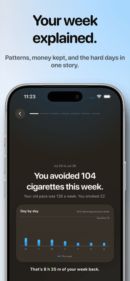 BeQuit daily course with a one-minute lesson
