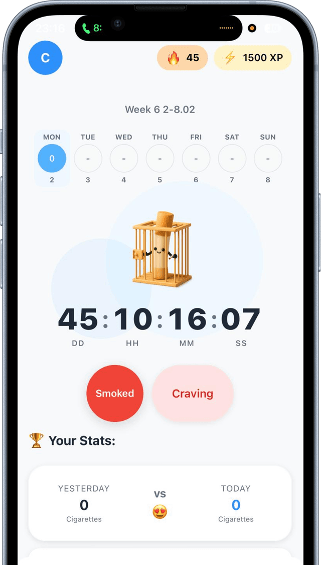 BeQuit app dashboard